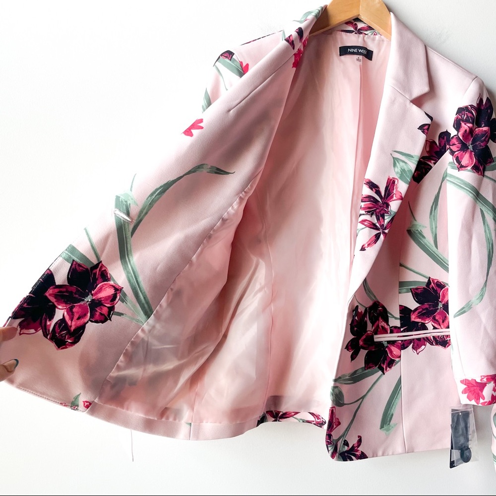 NWT Nine West Floral Tie Sleeve Blazer Jacket - Picture 4 of 8
